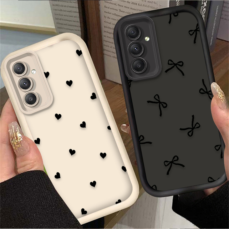 Phone Cases For Samsung A14 - Schwarze Herz-Schleifenknoten-Hülle für Samsung Galaxy A20