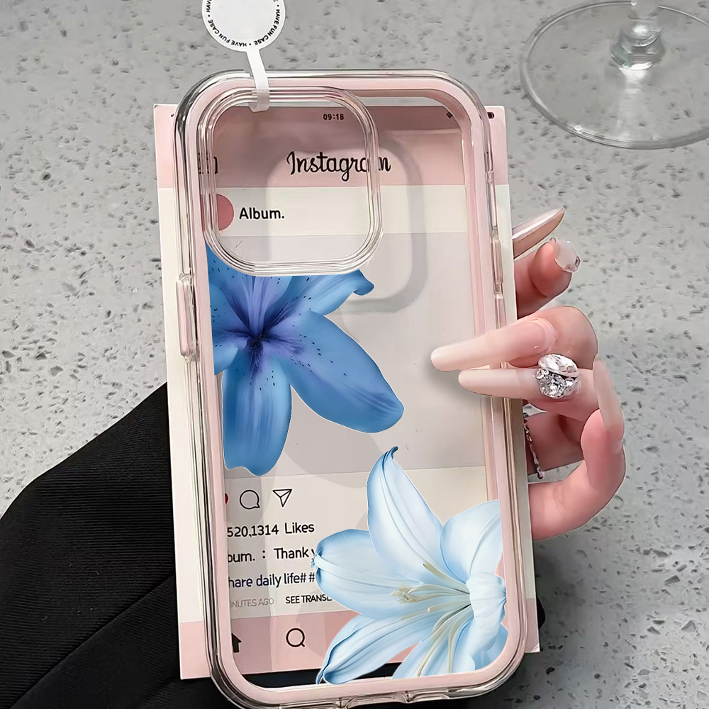 Phone Cases Otterbox - Blaue Lilien-Blumen Transparente Handyhülle für iPhone