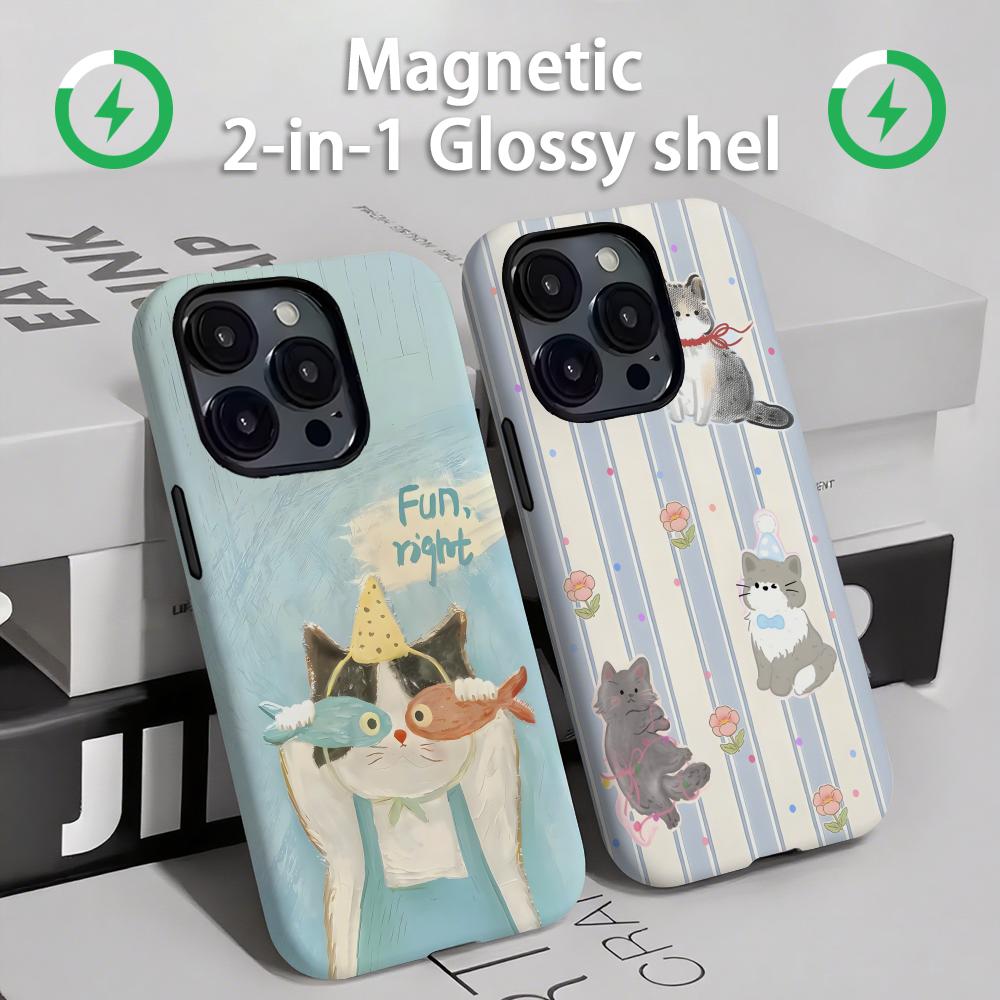 Phone Cases Xs - Niedliche Katzen und Hunde Handyhülle Magnetisch