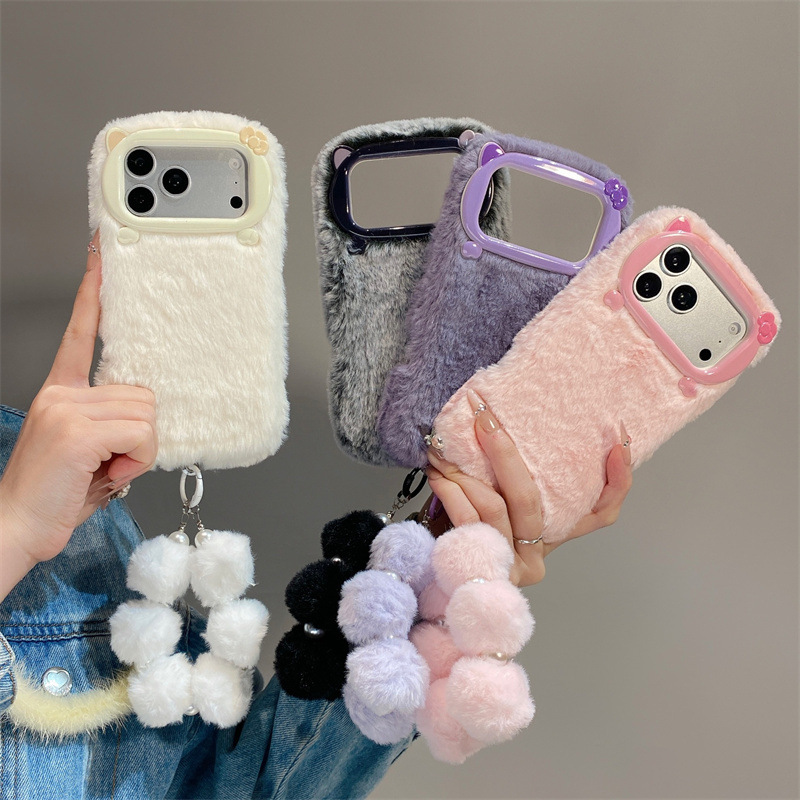 Phone Cases Iphone 17 Pro - Luxuriöse Einfarbige Flauschige Plüsch-Handyhülle für iPhone