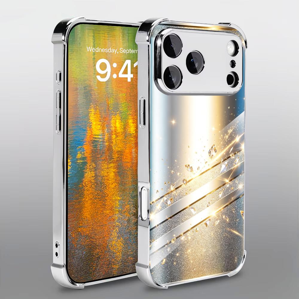 Phone Cases Rhode - Luxuriöse minimalistische silberne Glas-Handyhülle für iPhone,