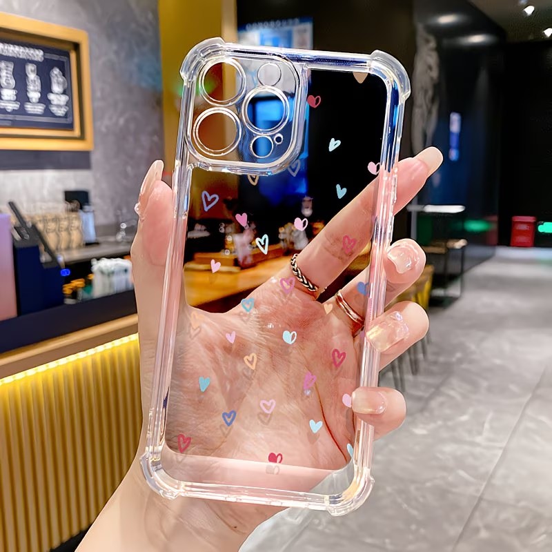 Phone Cases Xs - Transparente Eckenschutz-Handyhülle mit Bunten Herzen für