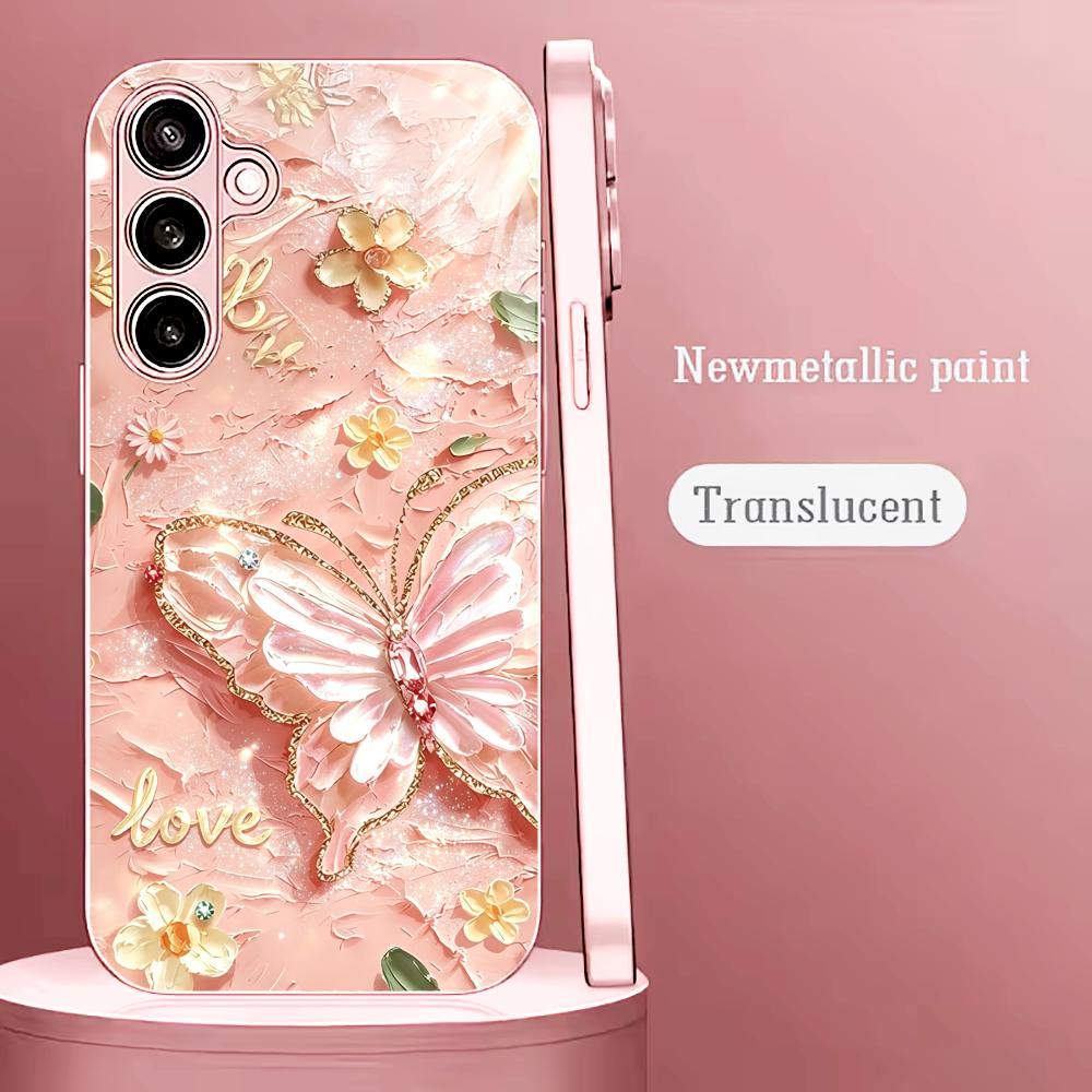 Phone Cases Quad Lock - Rosa Glitzer-Schmetterling Mode-Handyhülle S26 Ultra Case