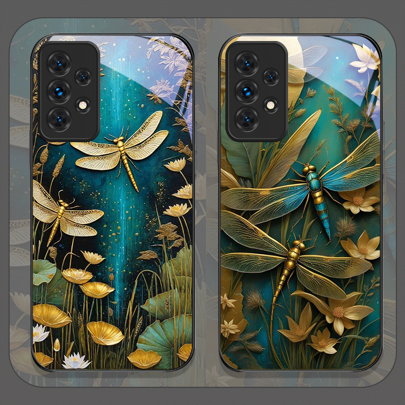 Blume goldene Libelle gehärtet – Phone Cases For Samsung A14 Bewertung und Preis