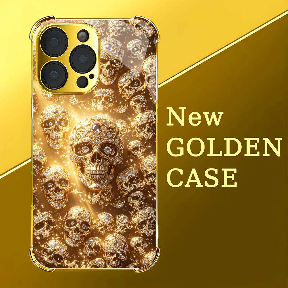 Luxuriöse goldene Totenkopf-Gl – Phone Cases Rhode Bewertung und Preis