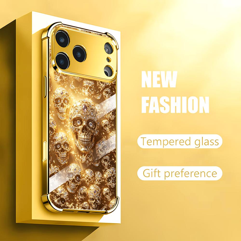 Luxuriöse goldene Totenkopf-Gl – Phone Cases Rhode Bewertung und Preis