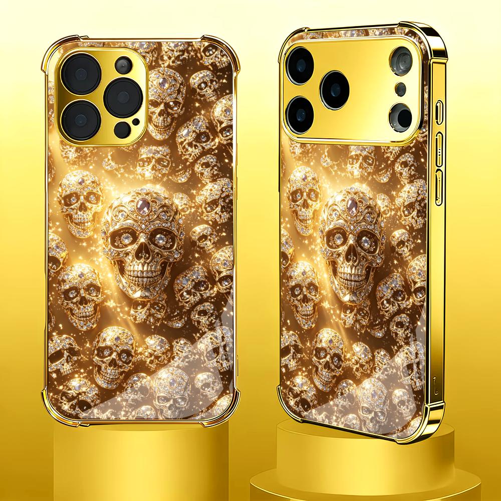 Luxuriöse goldene Totenkopf-Gl – Phone Cases Rhode Bewertung und Preis